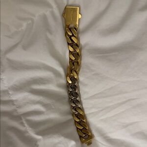 Yves Saint Laurent Gold and Silver Chain Bracelet